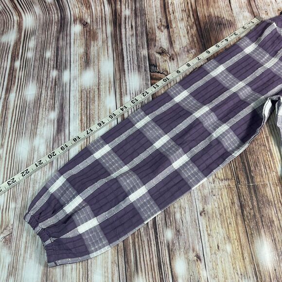 Christopher Banks Womens Size Small Purple White Plaid V Neck Top Blouse Shirt - Picture 9 of 11